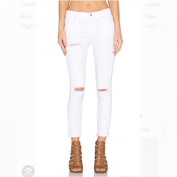 AGOLDE White High Rise Crop Skinny Distressed Denim - Picture 4 of 7